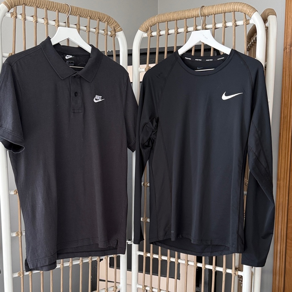 Men’s Nike Black Polo and Long Sleeve Shirt Duo Size L